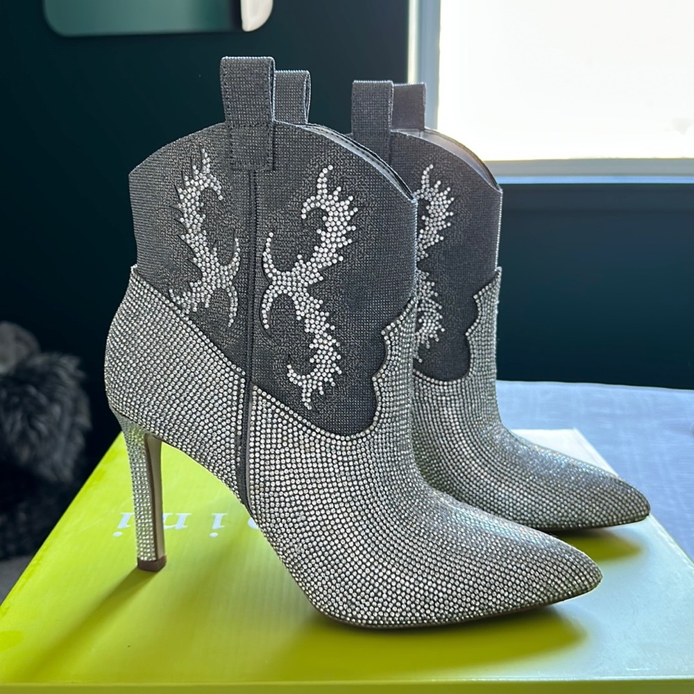 Gianni Bini Rhinestone Cowgirl Booties - Picture 1 of 2